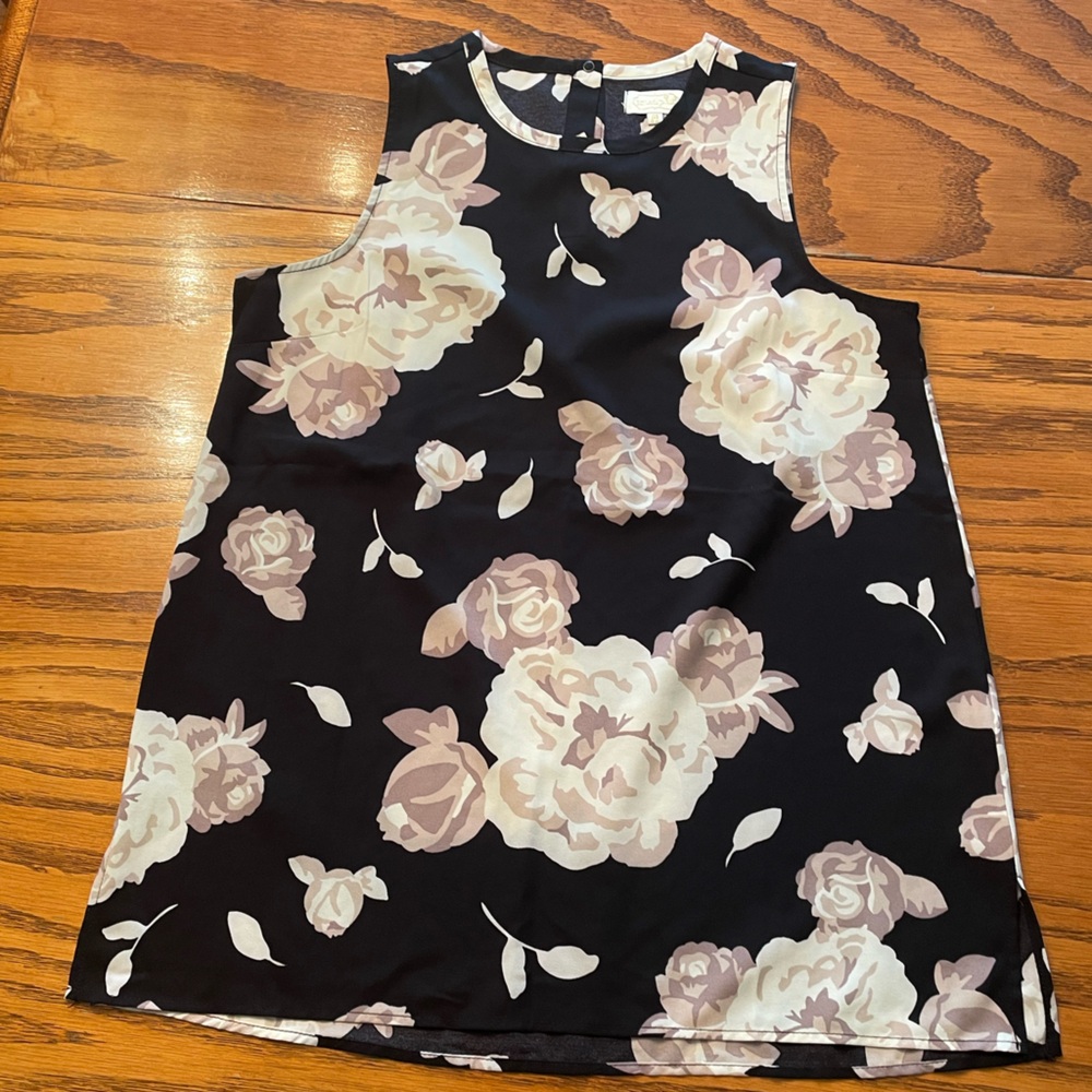 Floral Black and Cream Women's Tank